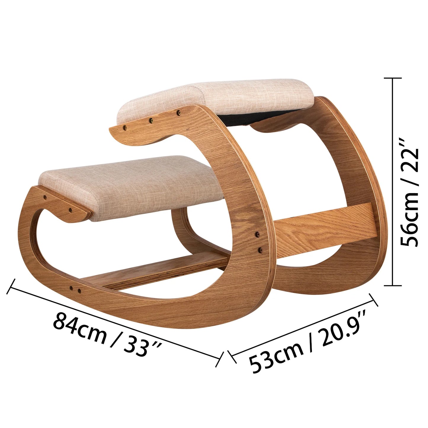 Ergonomic Rocking Wooden Kneeling Computer Chair