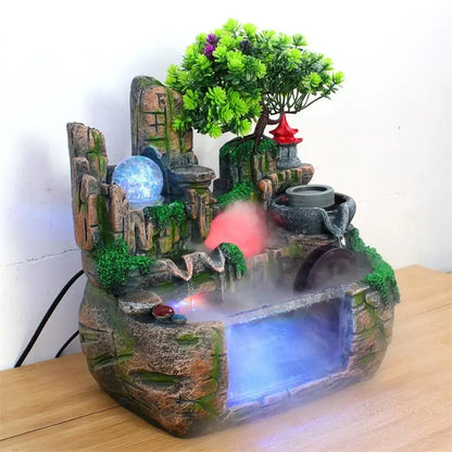 Indoor Desktop Feng Shui Landscape Waterfall  with Atomizing Humidifier