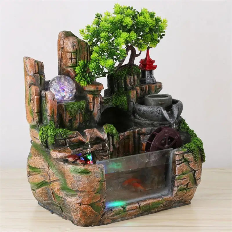 Indoor Desktop Feng Shui Landscape Waterfall  with Atomizing Humidifier