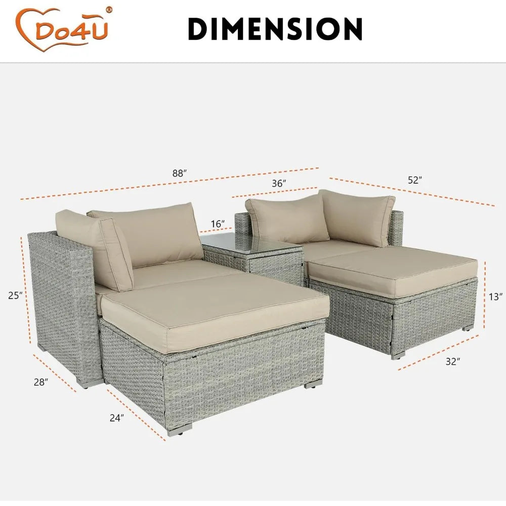 5 Pieces Patio Furniture Set