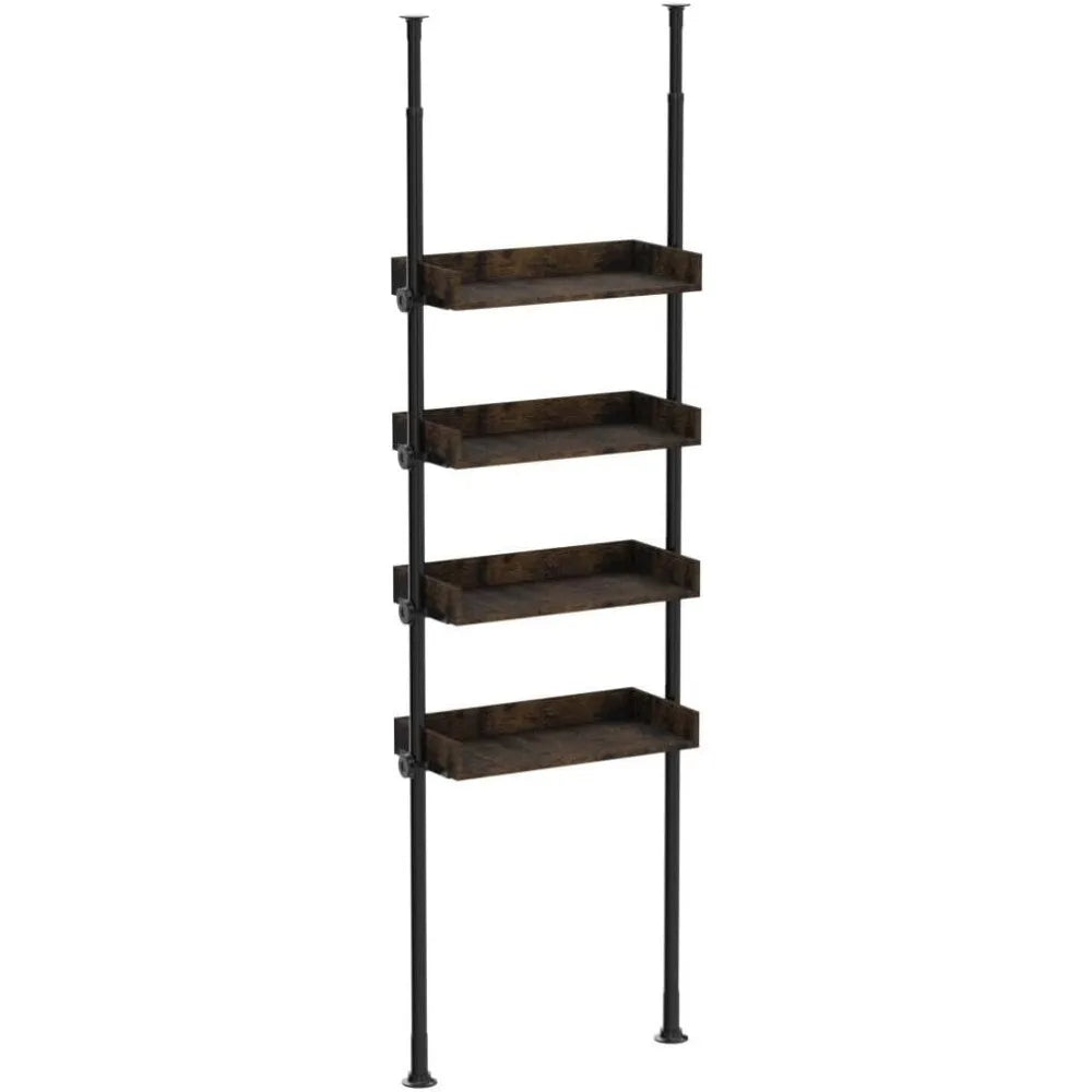 4-Tier Adjustable Wood Shelves Bathroom Organizer, Over The Toilet Storage