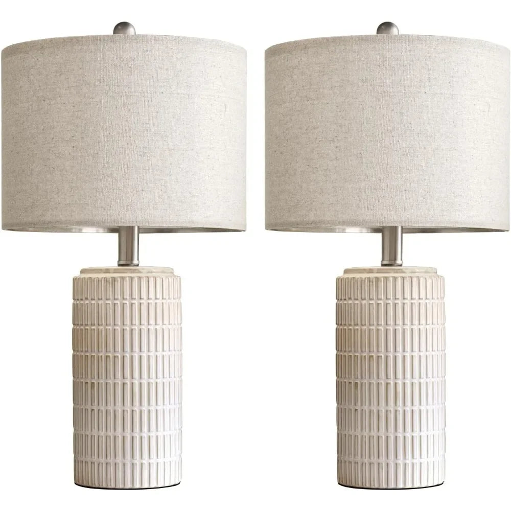 23" Modern Ceramic Table Lamp Set of 2  for Bedroom Nightstand