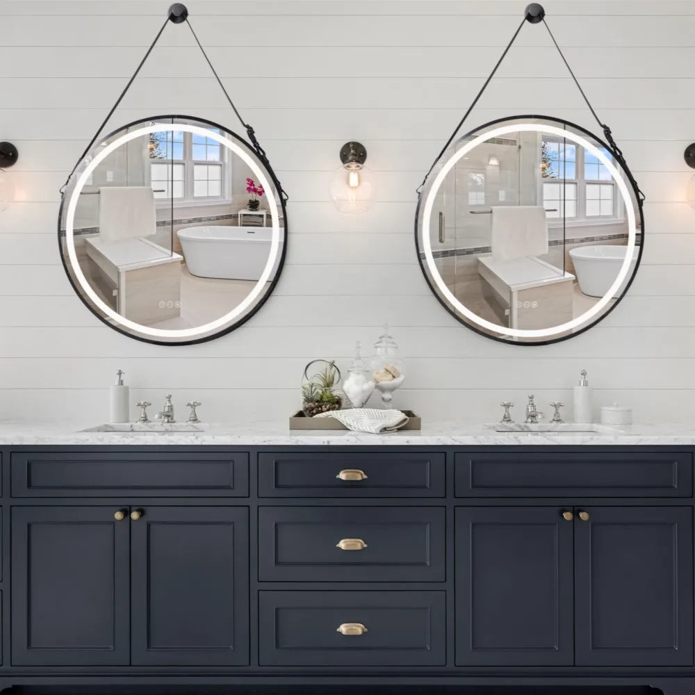 32" Large Round Bathroom LED Light Mirror With Touch Sensor