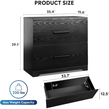 2 Drawer Wood Lateral Storage File Cabinet with Anti-tilt Mechanism