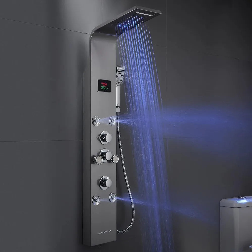 Stainless Steel Bathroom Shower Tower Column System with LED Lights