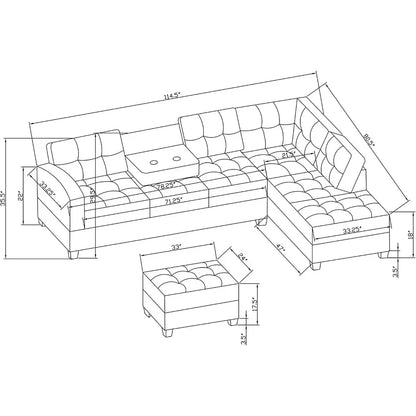 Comfy Corner Sofa Cup Holder Living Room Furniture Couch Sets