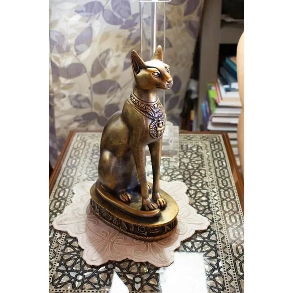 Bronze - 8" Tall, Cat Goddess Sculptures - Made in Egypt