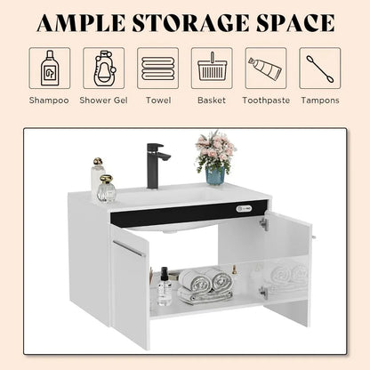 31" Floating Bathroom Vanity cabinet with Sink and storage