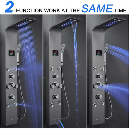 Stainless Steel Bathroom Shower Tower Column System with LED Lights