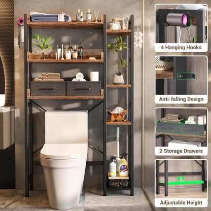 7 Tier Bathroom Organizer with Adjustable Shelf with 2 Drawers