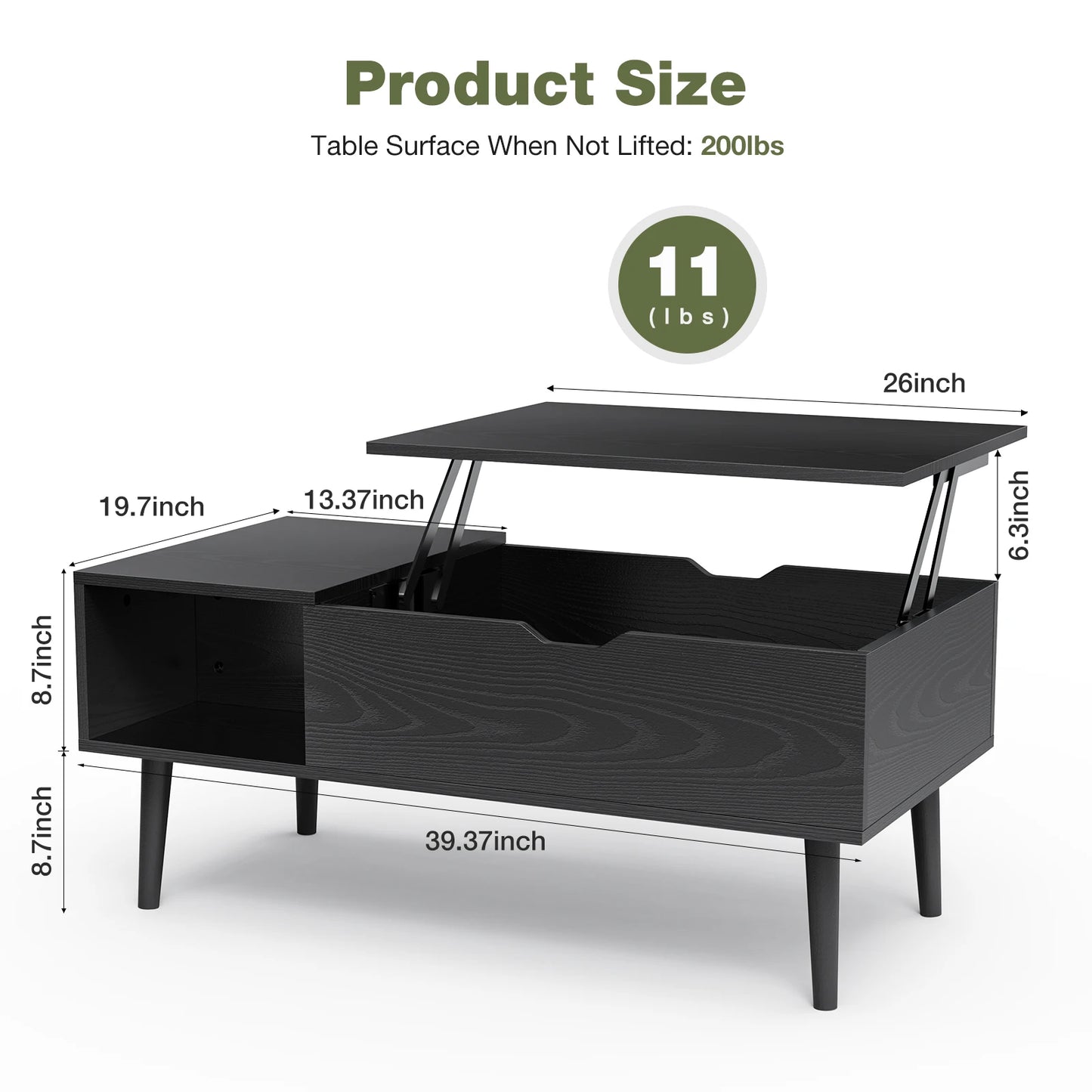 Lift Top Coffee Tables With Adjustable Storage Shelf Easy To Lift Or Lower.