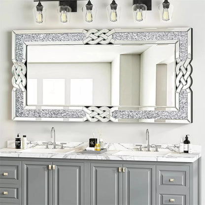 Rectangular Crushed Diamond Crystal Frame Edge Wall Mirror