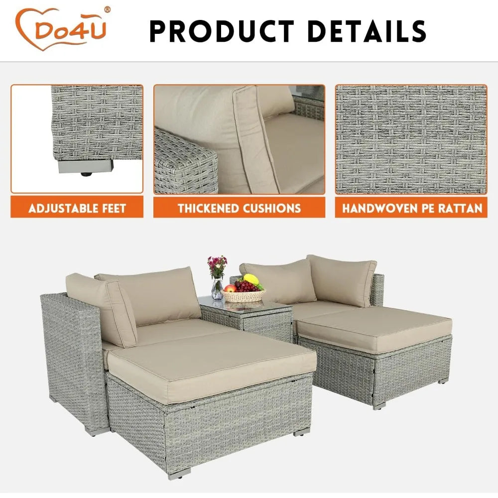 5 Pieces Patio Furniture Set