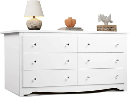 Modern Wide  Wood 6 Drawer Chest of Drawers