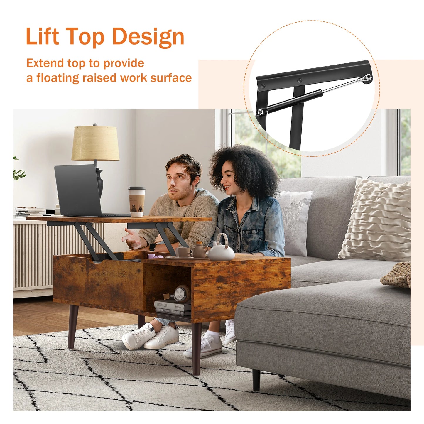 Lift Top Coffee Tables With Adjustable Storage Shelf Easy To Lift Or Lower.