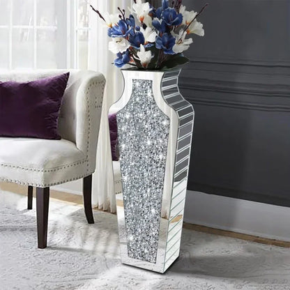 Large Size Vase 27 Inch Crystal Crushed Diamond Mirror Vase