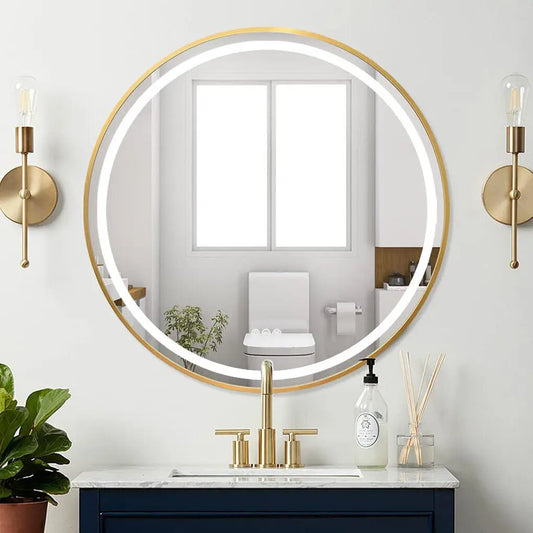 32" Large Round Bathroom LED Light Mirror With Touch Sensor