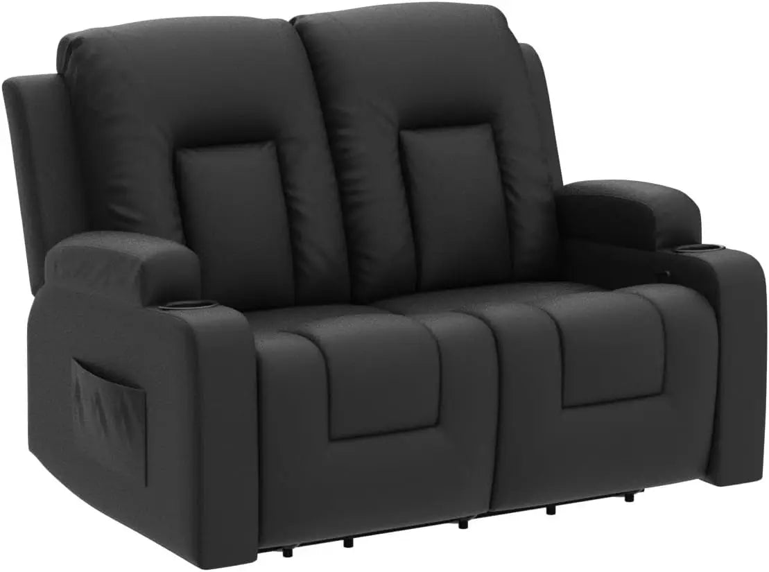 Black Bonded Leather Recliner Sofa Furniture Set