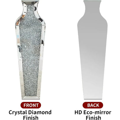 Tall 26.8 inches Silver Mirror Crushed Diamond Floor Vases