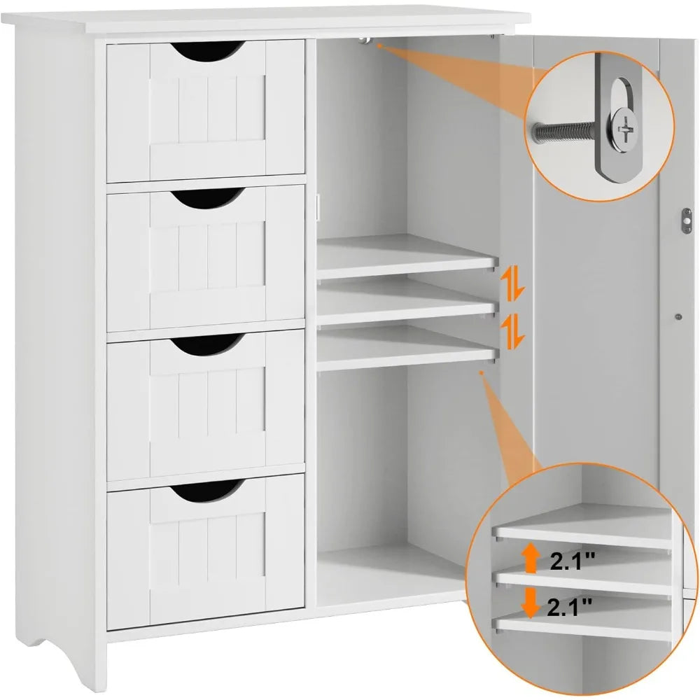 Storage Cabinet with 4 Drawers and 1 Adjustable Shelf