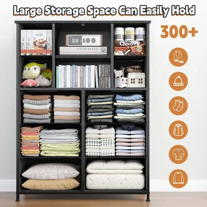 10 Fabric Drawer Tall Dresser for Bedroom with Mesh Door