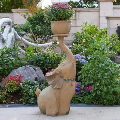 Outdoor Elephant Sculpture Planter Pots