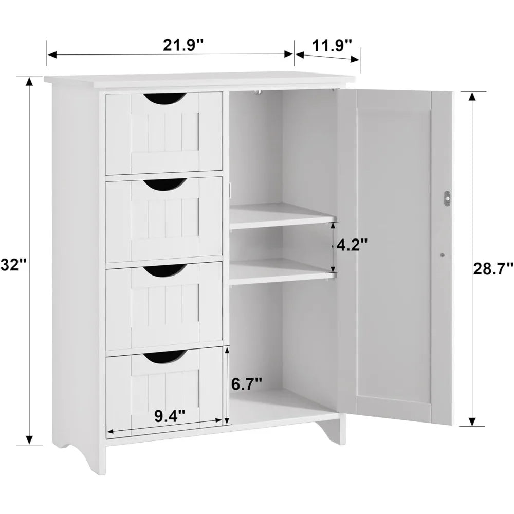 Storage Cabinet with 4 Drawers and 1 Adjustable Shelf