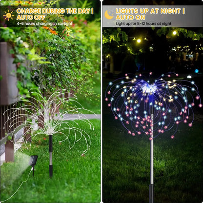 Outdoor Waterproof 5 Pack Solar Fireworks Lamp with Remote