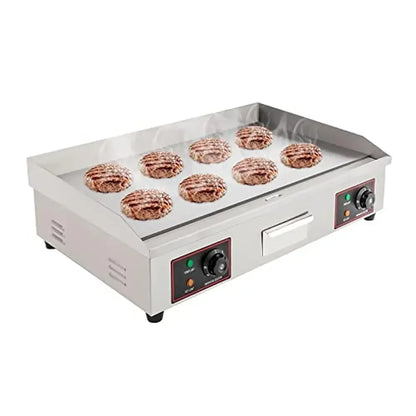 Electric Stainless Steel Commercial Flat Top Grill with 122-572°F High Capacity