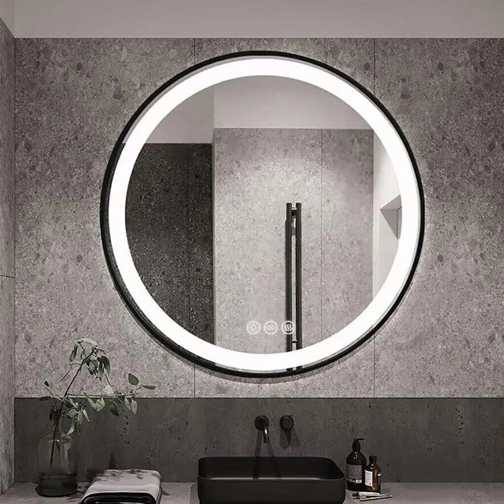 32" Large Round Bathroom LED Light Mirror With Touch Sensor