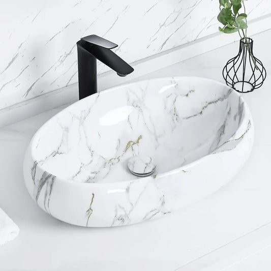 Modern Above Counter Oval 24"X16" Vessel Bathroom Sink