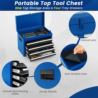 Heavy Duty Rolling Lockable Tool Chest with Cabinet  and 5-Drawers