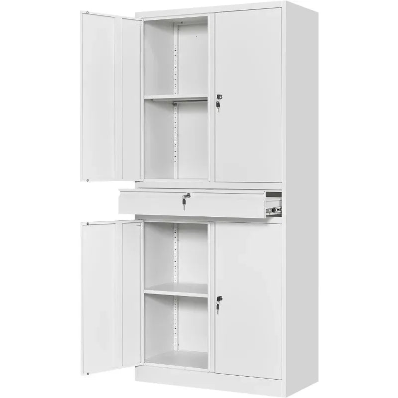 71" Metal Tool Storage Cabinet with Locking Doors with 1 Drawer