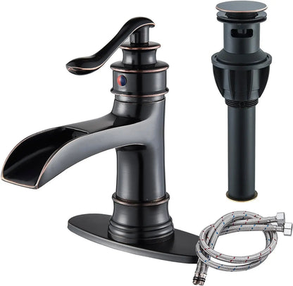 Bronze Oil Rubbed Single Handle Waterfall Bathroom Faucet