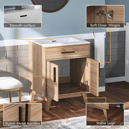 24.5" Bathroom Vanity with Sink Combo and Soft Closing Doors