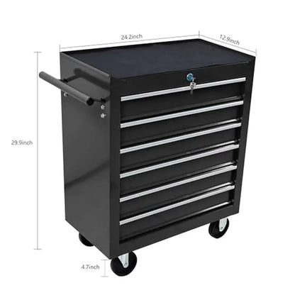 Steel 6-Drawer Rolling Tool Cabinet  with Lockable Drawers