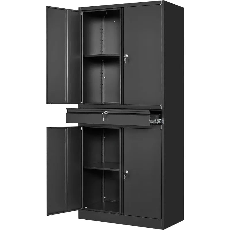 71" Metal Tool Storage Cabinet with Locking Doors with 1 Drawer