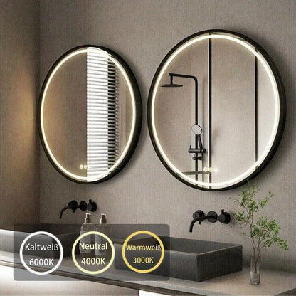 32" Large Round Bathroom LED Light Mirror With Touch Sensor