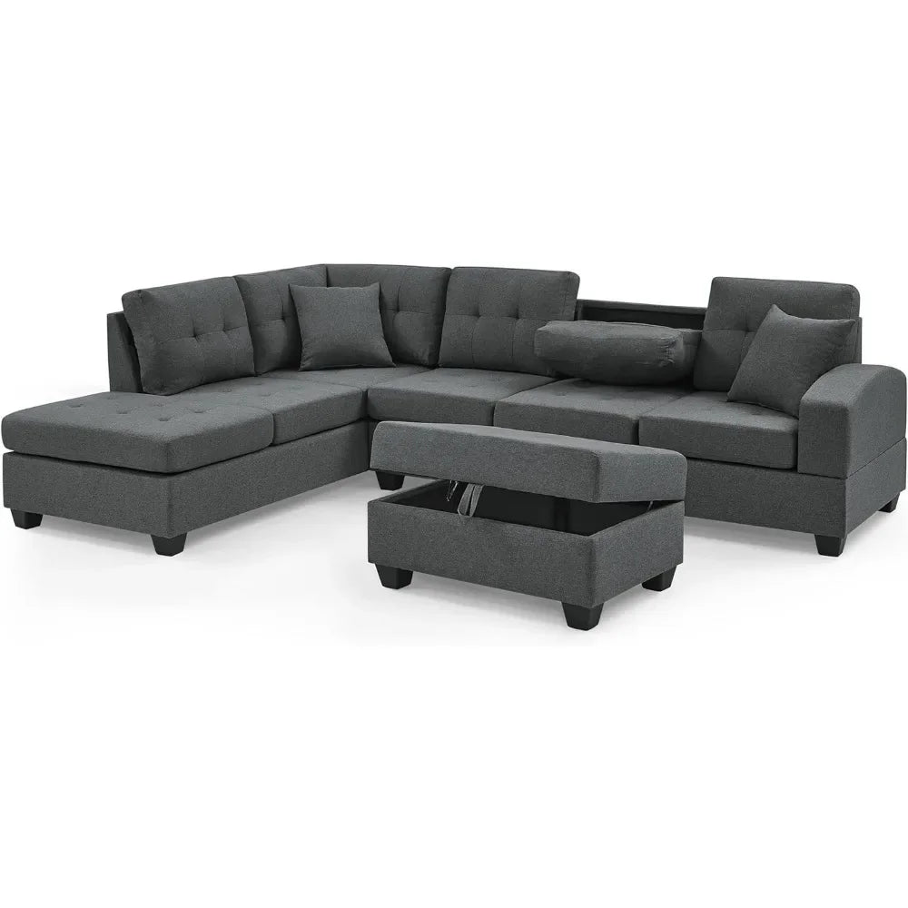 Comfy Corner Sofa Cup Holder Living Room Furniture Couch Sets