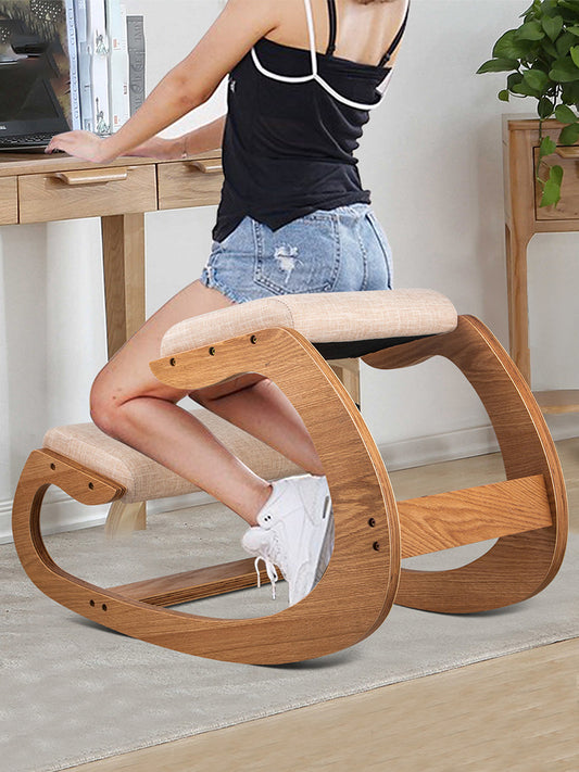 Ergonomic Rocking Wooden Kneeling Computer Chair